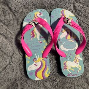 Havaianas Kids Unicorn Flip Flops - Aqua & Hot Pink